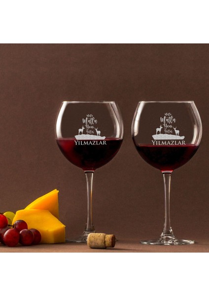 Aileye Özel Yeni Yıl Kutlaması Şarap Kadehi Seti, Şık ve Özel Tasarım