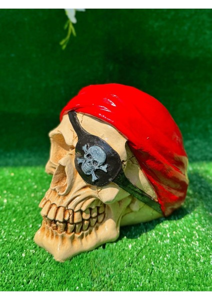 El Boyaması Korsan Figürlü Polyester Kuru Kafa Şaraplık Ev Dekorasyonu