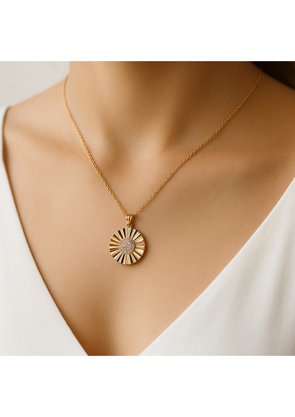 Fıora Gold Figür Kararmaz Çelik Kadın Kolye - Şık - Zarif