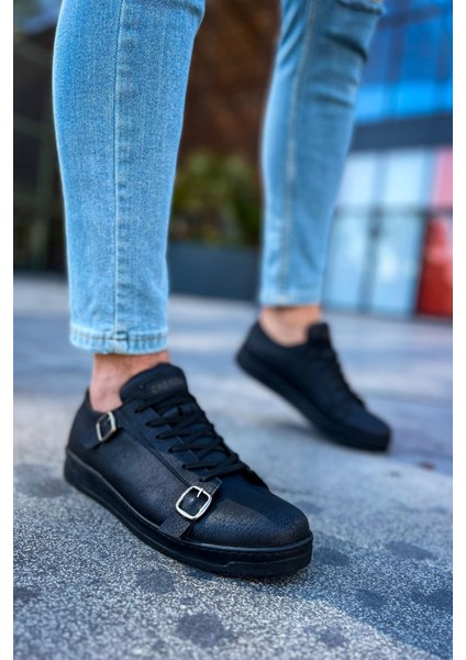 Side Buckle Günlük Erkek Ayakkabı Siyah
