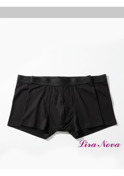 Siyah Soft Elastan Boxer %90 Coton %10 Elestane 10'lu Paket