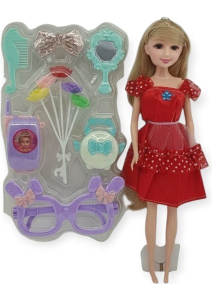 Güzellik Seti 7 Parça Aksesuarlı Bebek Seti - Kırmızı (Lisinya) fiyatları