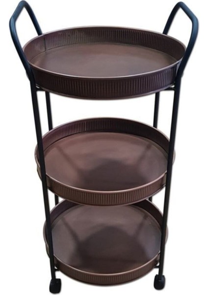 Eskitme Bakır Metal 3 Katlı Servis Arabası, Şık ve Fonksiyonel Tasarım fiyatları