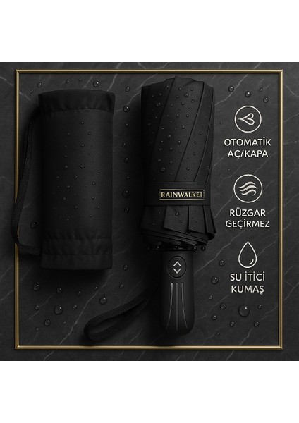 Premium Katlanır Şemsiye 3 Katlı Fiber Gövde 16 Telli Tam Otomatik Mekanizma 100 cm Çap indirimleri