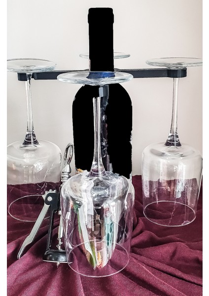 Şaraplık Siyah, Şık ve Modern Tasarım, 4 Kollu, Dayanıklı ve Hafif