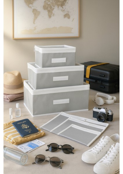 6'lı Bebek Bakım Çantası Hastane Çıkış Doğum Çantası ,organizer Set / Gri