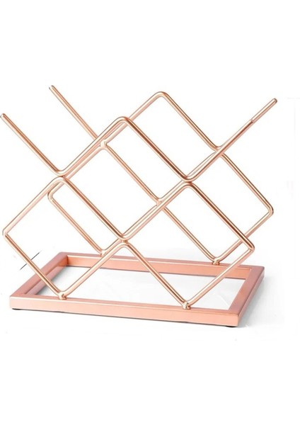 Rose Gold Metal Şaraplık, 5'li Şarap Rafı, Şık ve Modern Tasarım
