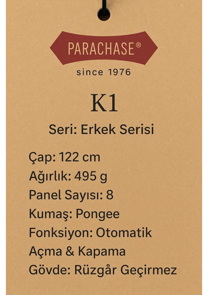 Premium 8 Telli Boy Şemsiye – Rüzgar Dayanıklı, FiberGlass Gövdeli, Ahşap Saplı Kılıflı Şemsiye