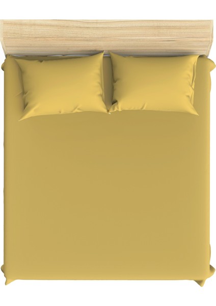 %100 Pamuklu Hardal 160X200+2*(50X70) Çift Kişilik Lastikli Çarşaf ve Yastık Kılıfı Seti