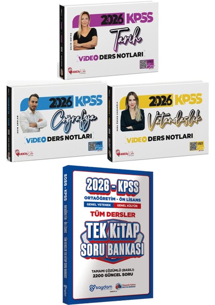 2026 Kpss Tarih Coğrafya Vatandaşlık Video Ders Notları - Ortaöğretim Ön Lisans Tek Kitap Soru