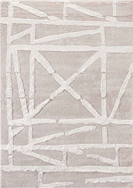 Cozy Czy-05 Modern Geometrik Desenli Toz Vermez Yumuşak Dokulu Bej-Krem Makine Halısı – Salon, Yolluk, Yatak Odası, Mutfak, Çocuk Odası Için Uygun Czy-05