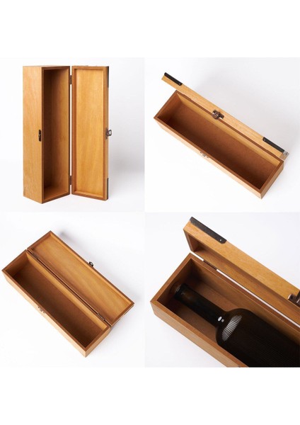 Ahşap Şarap Saklama Kutusu, Noel Temalı, 350X100X97 Mm, Şık ve Kullanışlı Tasarım