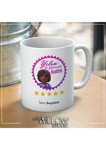 Yılın En Yetenekli Kuaförü Temalı Kişiye Özel Isimli Seramik Kupa Bardak