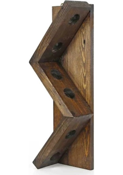 Ahşap Masif Dekoratif 6'lı Şaraplik, Duvara Monte Şişe Standı