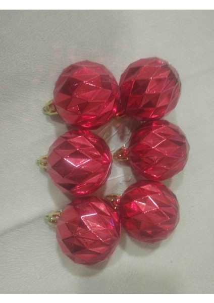 Yılbaşı Süs Topları 5 cm 6 Ad Desenli Kırmızı fiyatları