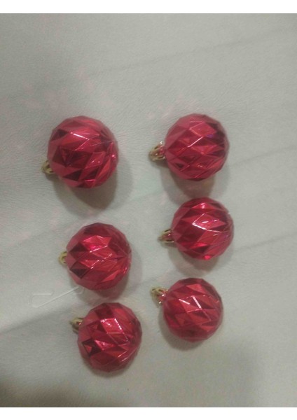 Yılbaşı Süs Topları 5 cm 6 Ad Desenli Kırmızı modelleri