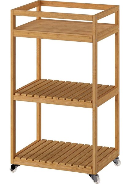 Bambu Banyo Servis Arabası, 42X33X76 Cm, Şık ve Kullanışlı Tasarım