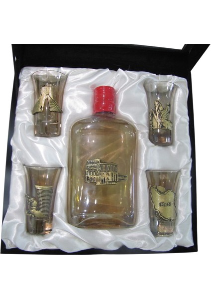 Şık Tasarımlı Bakır Işlemeli Şarap Seti, Zarif ve Şık Ev Dekoru Için Ideal Seçim