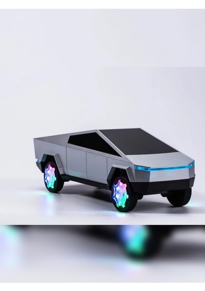 Tesla Cybertruck Tasarımlı Bluetooth Hoparlör Rgb Işık Tf USB Fm Aux Kablosuz Şarj Destekli