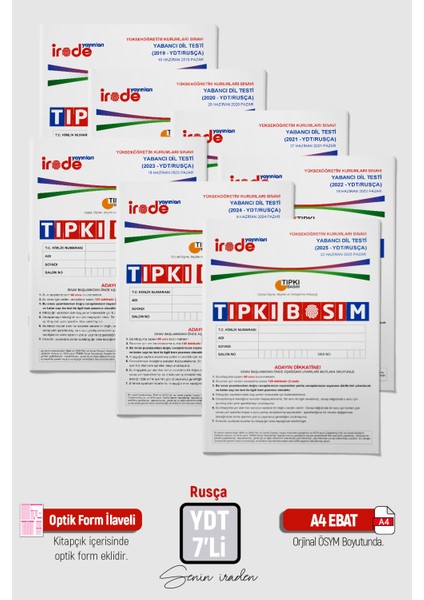 2026 Yks Ydt Rusça Ösym Çıkmış Soru Tıpkı Basım 7'li Deneme Paketi Optik Formlu fiyatları