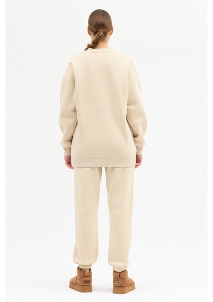 Kadın Whatever Baskılı Bisiklet Yaka Paçası Lastikli Oversize Eşofman Takımı fırsatları