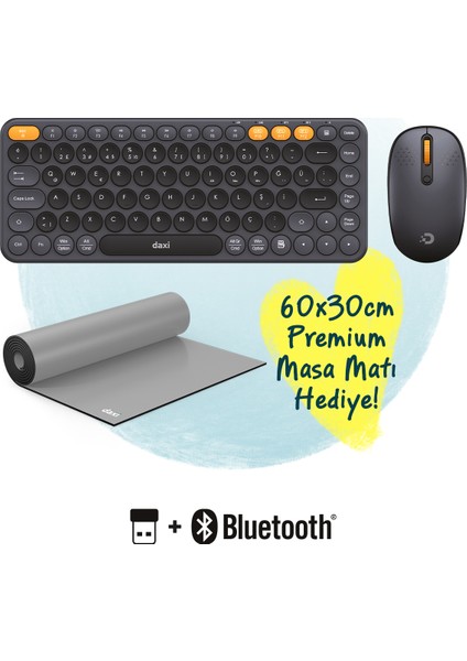MK350 Creator Pro Sessiz 3 Kanallı Bluetooth + 2.4g Wireless Türkçe Q Klavye Mouse Seti