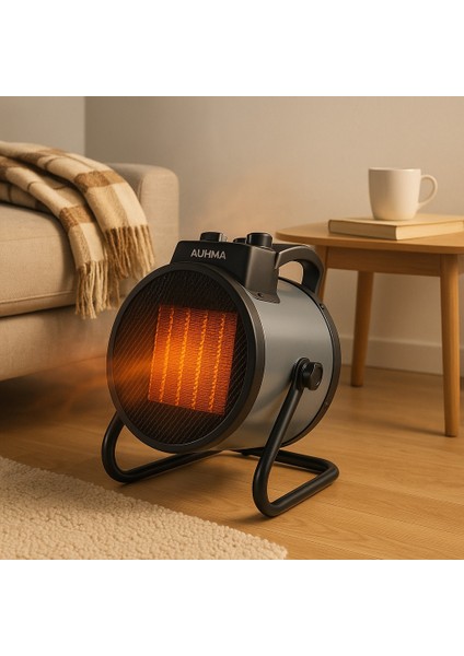 Auhma Fanlı Isıtıcı Elektrikli 3000W Fan 2.5 kg 27X17X28.5 cm Gri Renk Isıtıcı Havayı Kurutmaz fırsatları