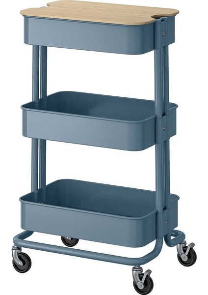 Gri-Mavi Kapaklı Servis Arabası, 35X45X77 Cm, Şık ve Kullanışlı Tasarım fiyatları