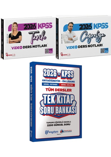2026 Kpss Tarih Coğrafya Video Ders Notları - Ortaöğretim Ön Lisans Tek Kitap Soru