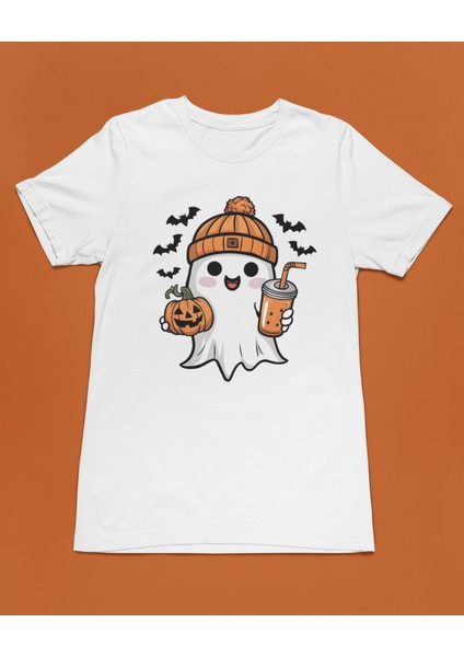 Sevimli Hayalet Baskılı Cadılar Bayramı Halloween Unisex Tişört T-Shirt fiyatları