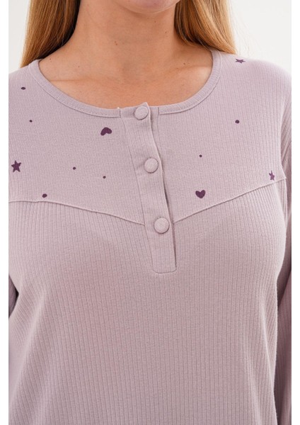 Mecit 6310 Lila %100 Pamuk Büyük Beden Kadın Gecelik modelleri