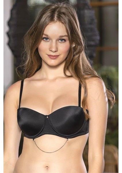 Lesca Straplez Zincir Detaylı Sütyen Siyah (BRF11190)