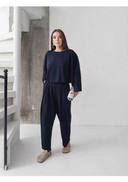 Kadın Lyra Modal Yarasa Kol Bluz- Pileli Şalvar Pantolon Takım, Alt-Üst Takım modelleri