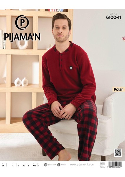Erkek Düğme Yaka Kışlık Polar Pijama Takımı 6100/11,1 - 1 Adet fiyatları
