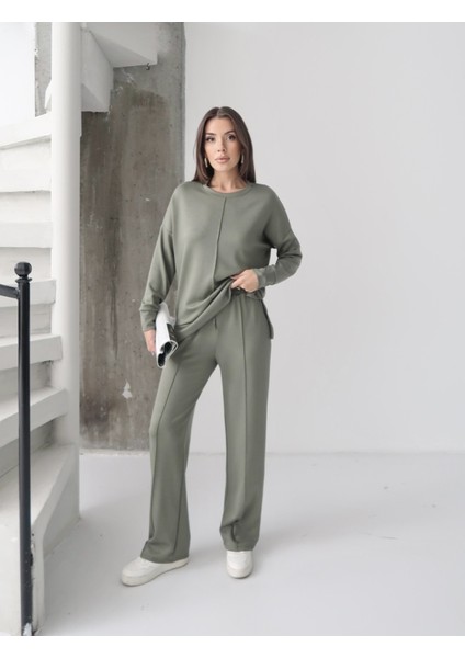 Kadın Talia Modal Ön Çımalı Yan Yırtmaçlı Alt-Üst Takım modelleri