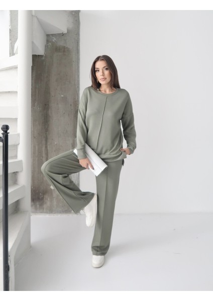 Kadın Talia Modal Ön Çımalı Yan Yırtmaçlı Alt-Üst Takım