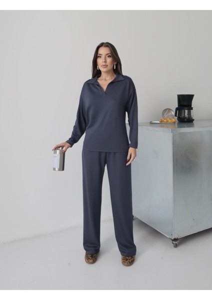 Kadın Lora Modal Polo Yaka Alt-Üst Takım