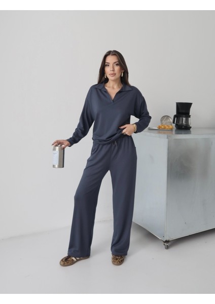 Kadın Lora Modal Polo Yaka Alt-Üst Takım modelleri