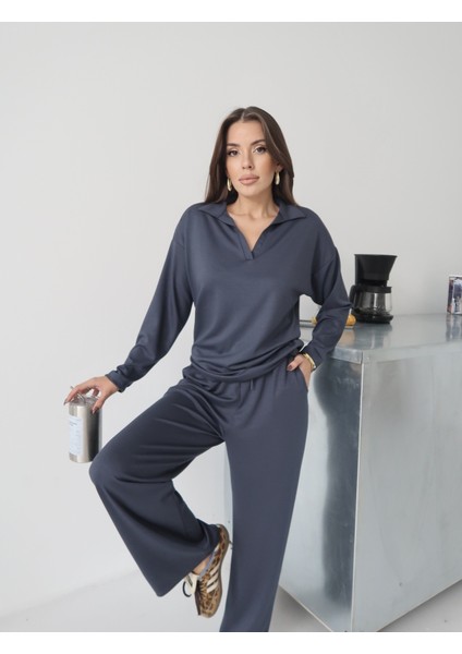 Kadın Lora Modal Polo Yaka Alt-Üst Takım