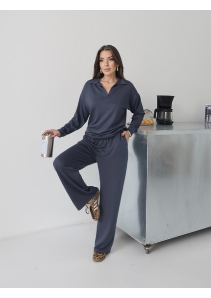 Kadın Lora Modal Polo Yaka Alt-Üst Takım