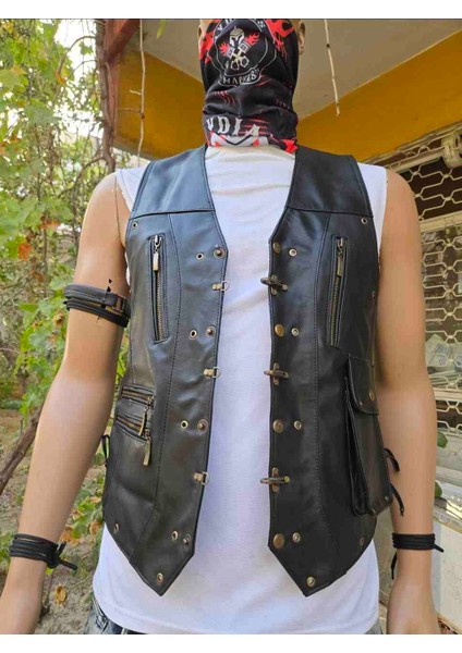 Hakiki Deri Motorcu Chopper Deri Yelek fırsatları