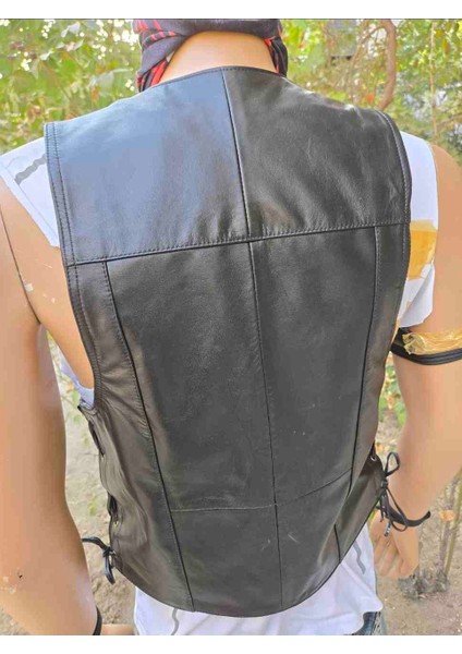 Hakiki Deri Motorcu Chopper Deri Yelek indirimleri