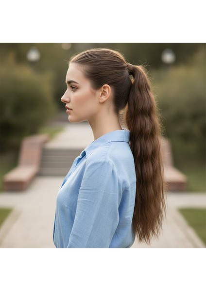 Lastik Tokalı At Kuyruğu Su Dalgalı / Kumral