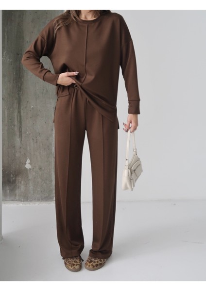 Kadın Talia Modal Ön Çımalı Yan Yırtmaçlı Alt-Üst Takım