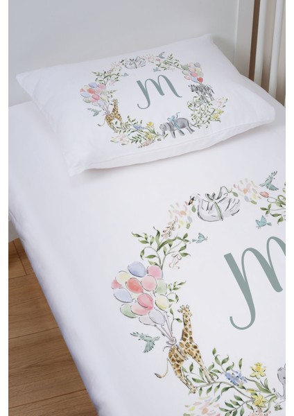 Organik Bebek Boy Lastikli Çarşaf Seti - Safari Serisi - M Harfi fiyatları