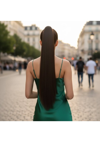 Tokalı Düz At Kuyruğu / Kahve Karamel