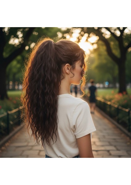 Tokalı Kabarık Dalgalı At Kuyruğu / Koyu Kahve
