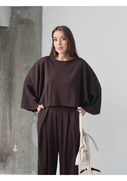 Kadın Lyra Modal Yarasa Kol Bluz- Pileli Şalvar Pantolon Takım, Alt-Üst Takım indirimleri