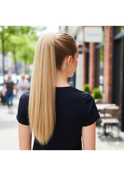 Tokalı Düz At Kuyruğu / Karamel Platin Röfleli