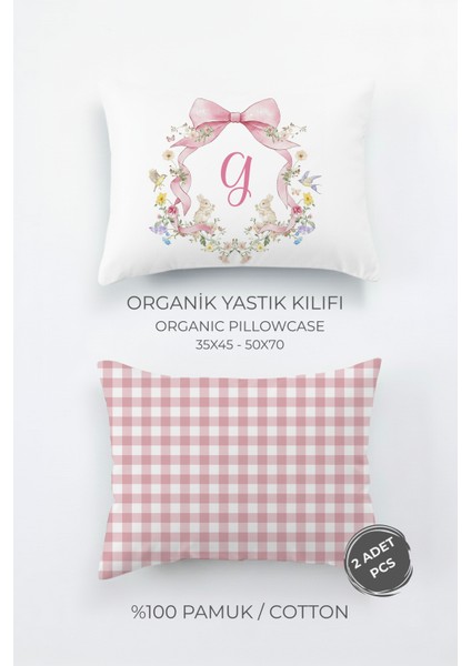 Organik 2’li Yastık Kılıfı Floral Serisi (35X45) – G Harfi modelleri